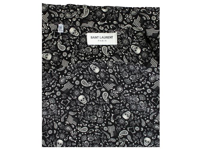 Camicia stampata con teschio nero e paisley Saint Laurent 2018 Bianco - vista 5