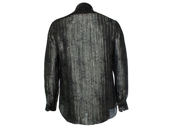 Saint Laurent, Jacquard-gewebtes Blumenhemd 2018 Schwarz Golden - Ansicht 2