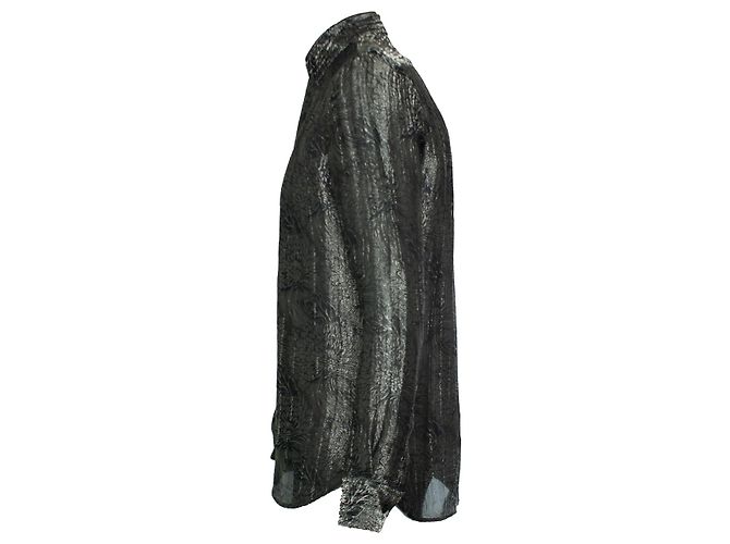 Saint Laurent, Jacquard-gewebtes Blumenhemd 2018 Schwarz Golden - Ansicht 4