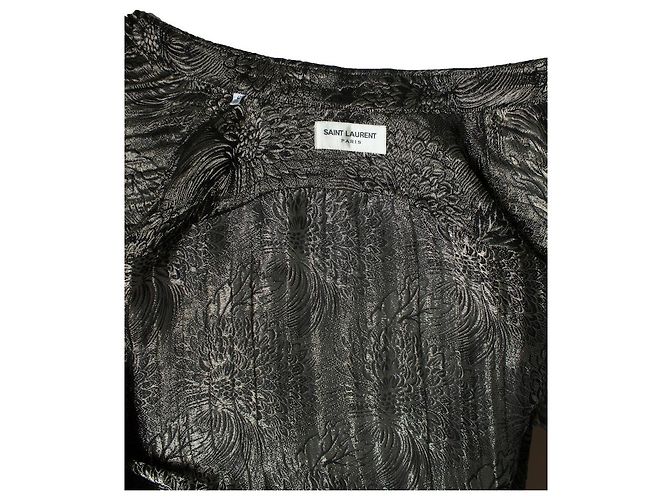 Saint Laurent, Jacquard-gewebtes Blumenhemd 2018 Schwarz Golden - Ansicht 6