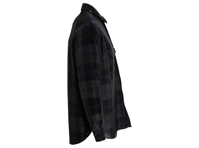 Saint Laurent, Camicia a paillettes a quadri 2018 Nero - vista 4