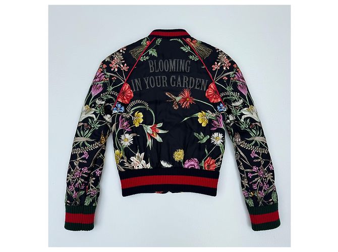 Chaqueta bomber Gucci de seda estampado Flora Multicolor - vista 3