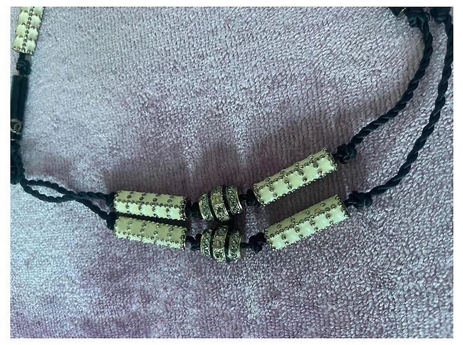 Chanel Gürtel zweifarbig schwarz und elfenbein mit Kristallen Mehrfarben - Ansicht 13