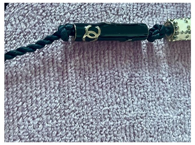 Chanel Gürtel zweifarbig schwarz und elfenbein mit Kristallen Mehrfarben - Ansicht 7