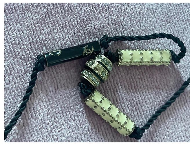 Chanel Gürtel zweifarbig schwarz und elfenbein mit Kristallen Mehrfarben - Ansicht 9