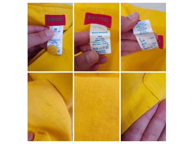 Kenzo Paris completo giallo in lino vintage 1990s - vista 11