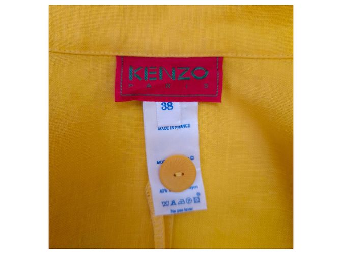 Kenzo Paris completo giallo in lino vintage 1990s - vista 3