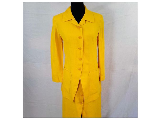 Kenzo Paris completo giallo in lino vintage 1990s - vista 4