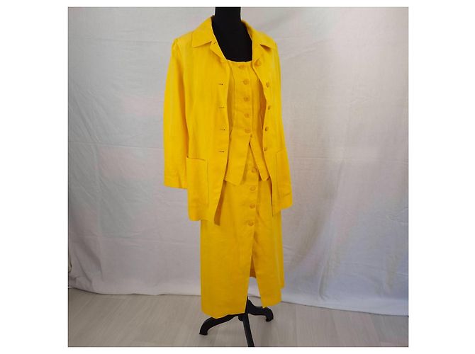 Kenzo Paris completo giallo in lino vintage 1990s - vista 5