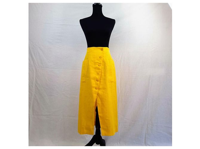 Kenzo Paris completo giallo in lino vintage 1990s - vista 7