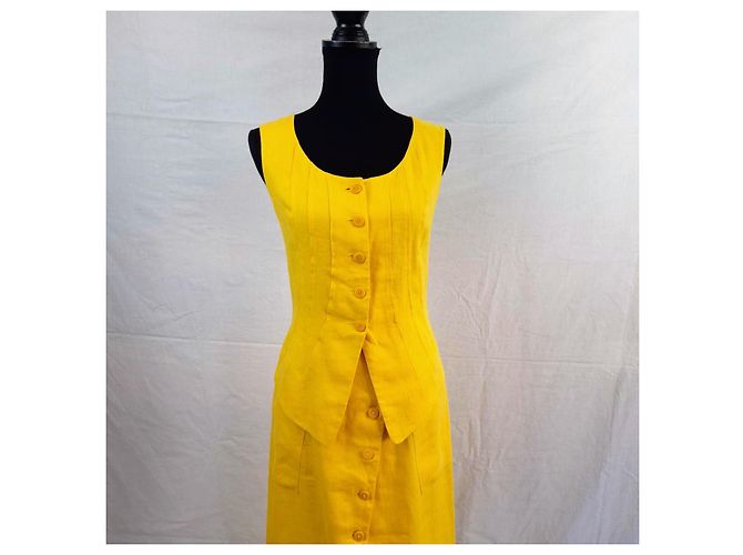 Kenzo Paris completo giallo in lino vintage 1990s - vista 9