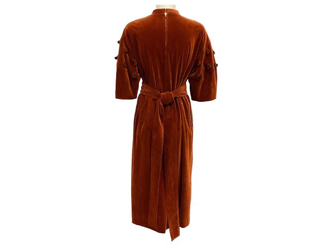Muveil Brown Cord-Ripp-Puffärmelkleid Braun - Ansicht 3