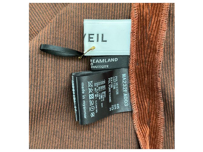 Muveil Brown Cord-Ripp-Puffärmelkleid Braun - Ansicht 5