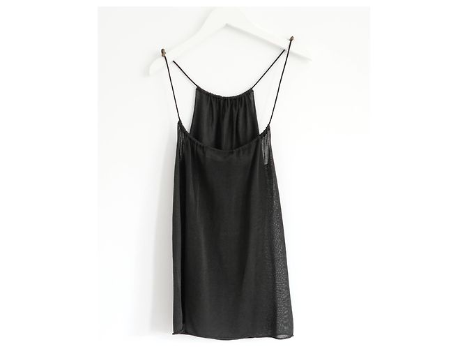 Top de tirantes con cierre de toggle Lanvin x Alber Elbaz Primavera 2006 Caqui Gris antracita - vista 4