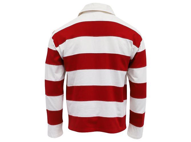 Polo a maniche lunghe Ami Striped Ami de Cœur in cotone rosso e bianco - vista 4
