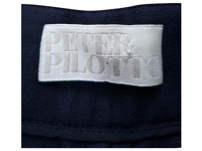 Peter Pilotto Culottes mit Gürtel aus marineblauem Polyester - Ansicht 3