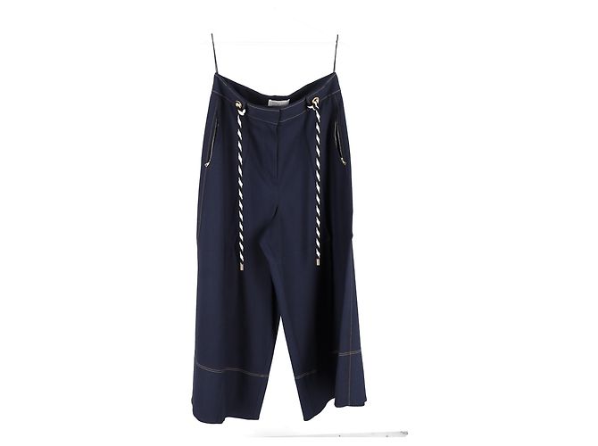 Peter Pilotto Culottes mit Gürtel aus marineblauem Polyester - Ansicht 4