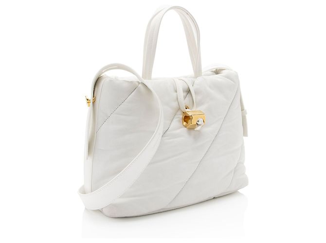 Off White Borsa tote in pelle Off-White con borchie Bianco - vista 2