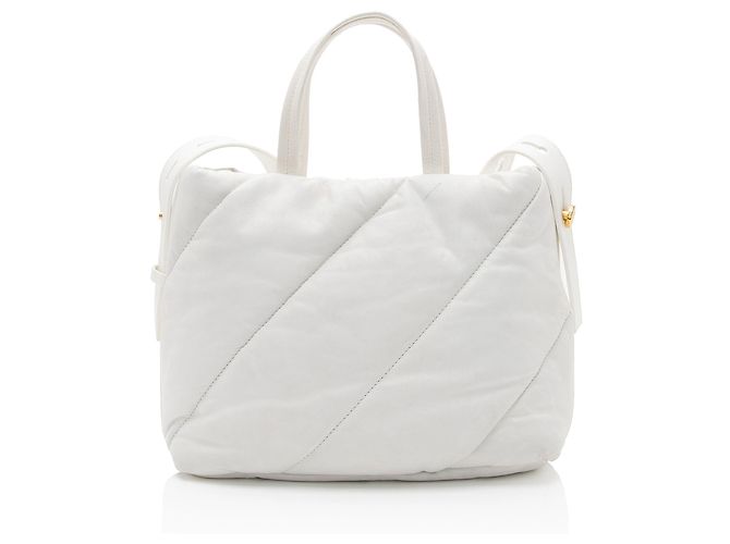 Off White Borsa tote in pelle Off-White con borchie Bianco - vista 3