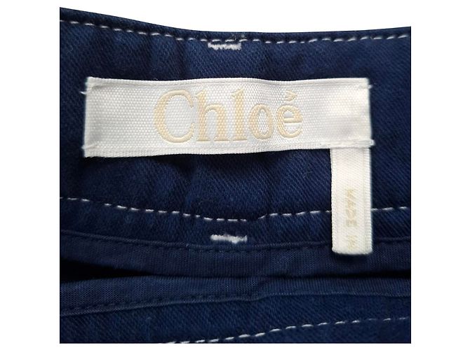 Shorts Chloé con cuciture a contrasto in cotone blu Blu chiaro - vista 3