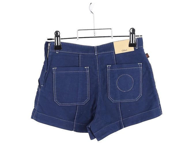 Shorts Chloé con cuciture a contrasto in cotone blu Blu chiaro - vista 5