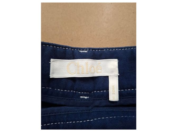 Shorts Chloé con cuciture a contrasto in cotone blu Blu chiaro - vista 6