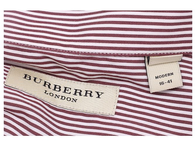 Camicia a righe Burberry London in cotone rosso - vista 12