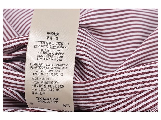 Camicia a righe Burberry London in cotone rosso - vista 14