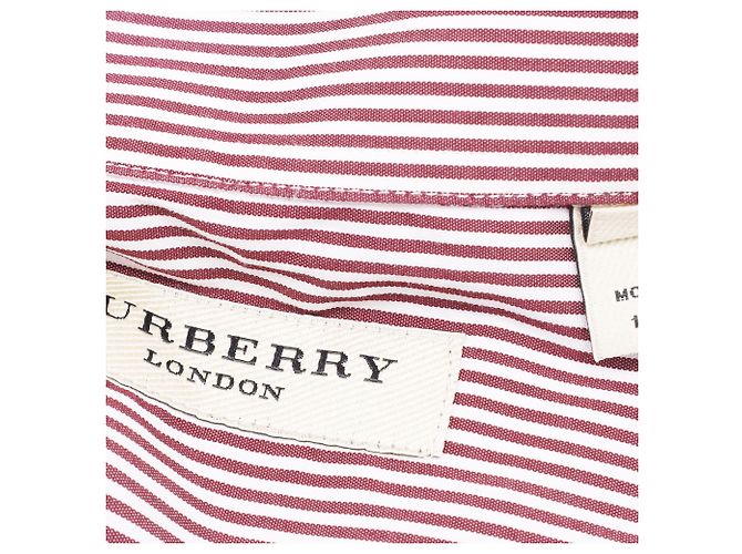 Camicia a righe Burberry London in cotone rosso - vista 5