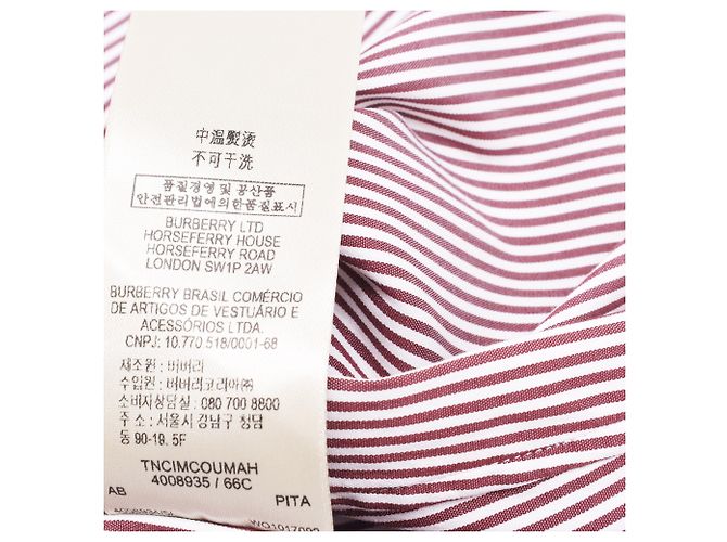 Camicia a righe Burberry London in cotone rosso - vista 7