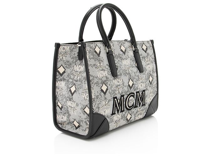MCM Vintage Monogramm Jacquard Kleine Tasche Schwarz - Ansicht 2