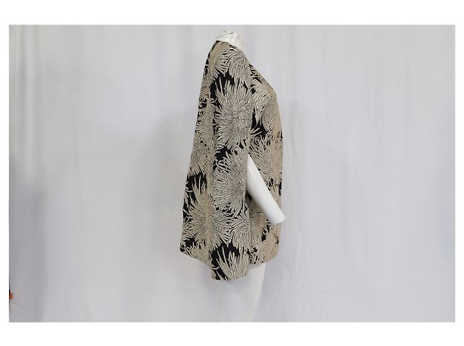 Blazer Cape Totême Dinner em Viscose Branca e Preta - vista 10