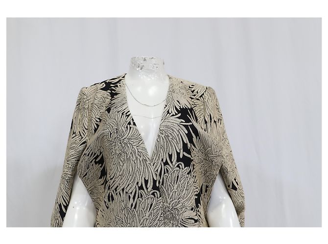 Blazer Cape Totême Dinner em Viscose Branca e Preta - vista 12