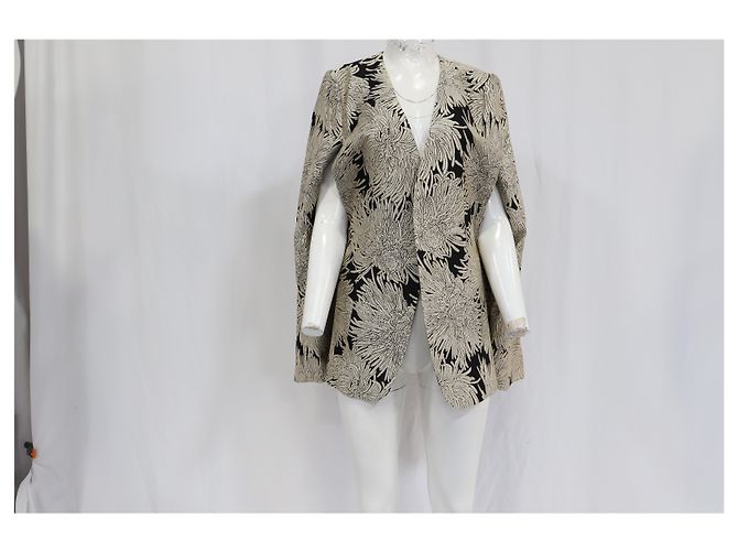 Blazer Cape Totême Dinner em Viscose Branca e Preta - vista 9