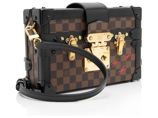 Borsa Petite Malle Damier Ebene Louis Vuitton Nero - vista 2