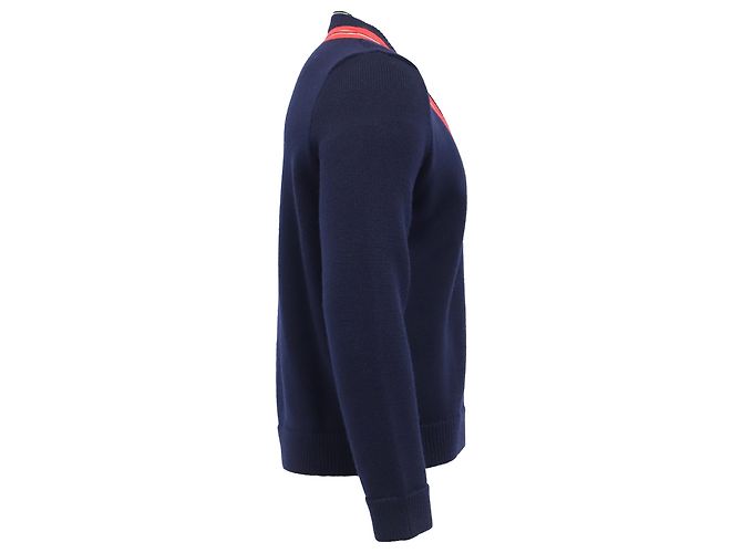 Suéter de lã azul marinho com bordado de abelha Gucci - vista 2