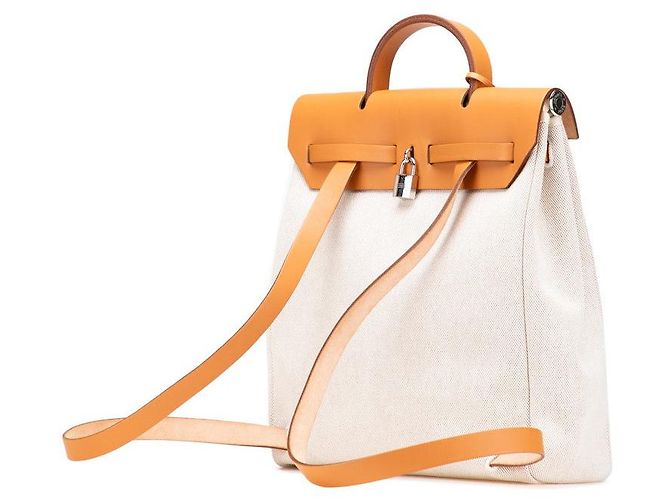 Hermès Hermes Herbag Ad PM Toile H Leder Rucksack Braun Beige - Ansicht 2