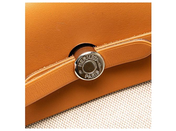 Hermès Hermes Herbag Ad PM Toile H Leder Rucksack Braun Beige - Ansicht 5
