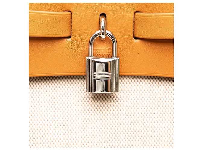 Hermès Hermes Herbag Ad PM Toile H Leder Rucksack Braun Beige - Ansicht 9