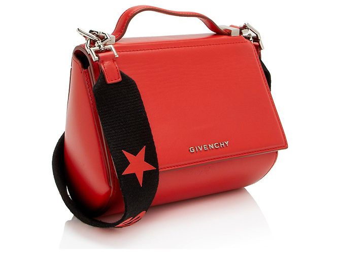 Mini borsa a spalla Pandora Box in pelle di vitello con logo Givenchy Rosso - vista 2