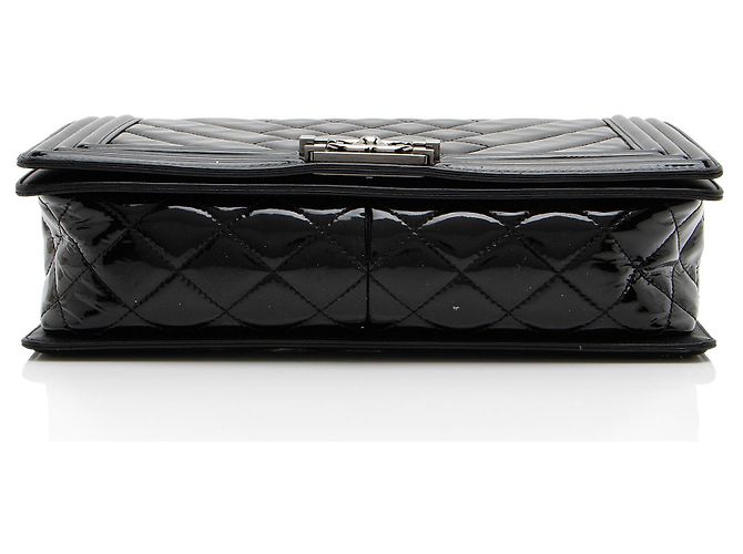 Chanel Chevron Lackleder Neue Medium Boy Bag Schwarz - vue 4