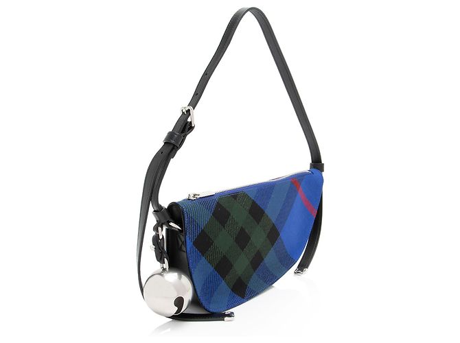 Borsa a spalla mini Burberry Check Shield Blu - vista 2