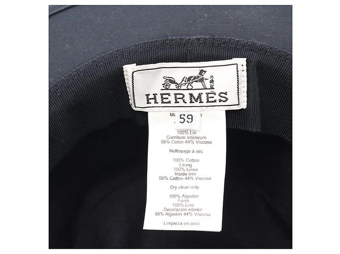 Hermès Chapéu de lona bordado H Hermes Azul - vista 4