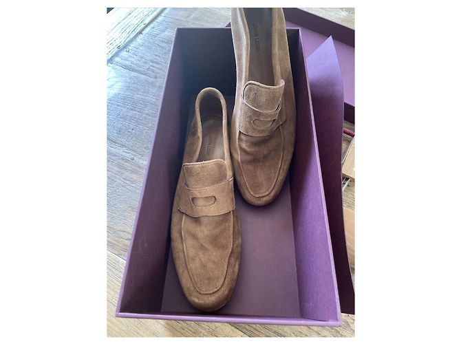 Mocassini John Lobb Lopez in nabuk marrone Beige - vista 6