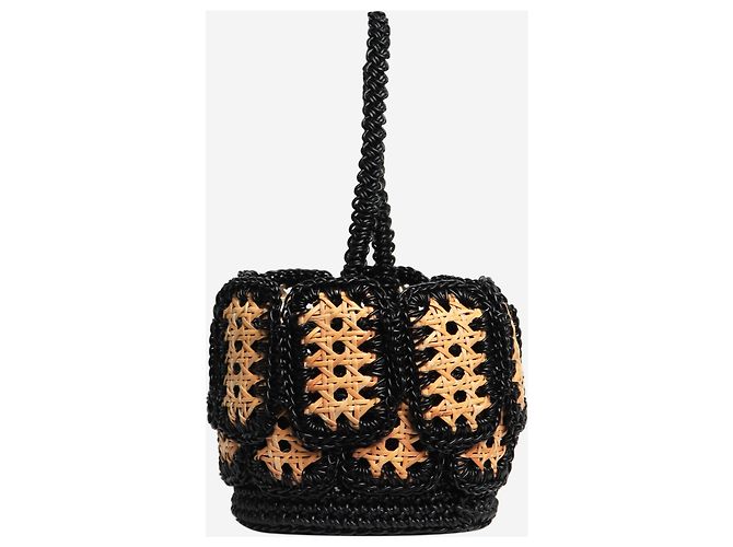 Autre Marque Borsa a mano in rafia intrecciata neutra - vista 2