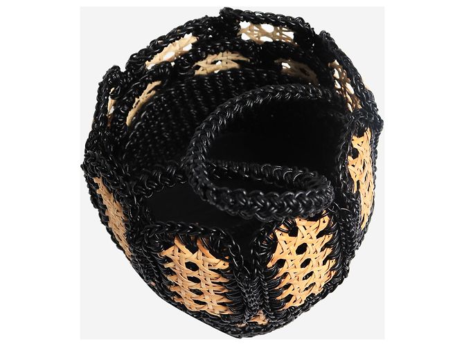 Autre Marque Borsa a mano in rafia intrecciata neutra - vista 5