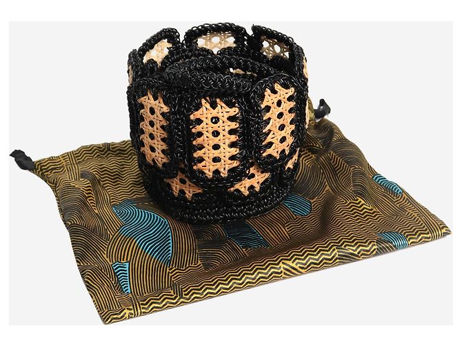 Autre Marque Borsa a mano in rafia intrecciata neutra - vista 8