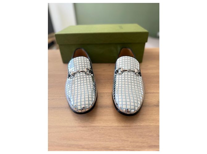 Mocassini Gucci Jordan Argento Pelle 41 - vista 5