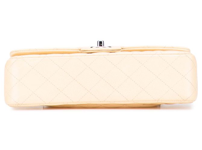 Chanel Marrone Medio Classico Caviar Doppia Patta Beige - vista 3