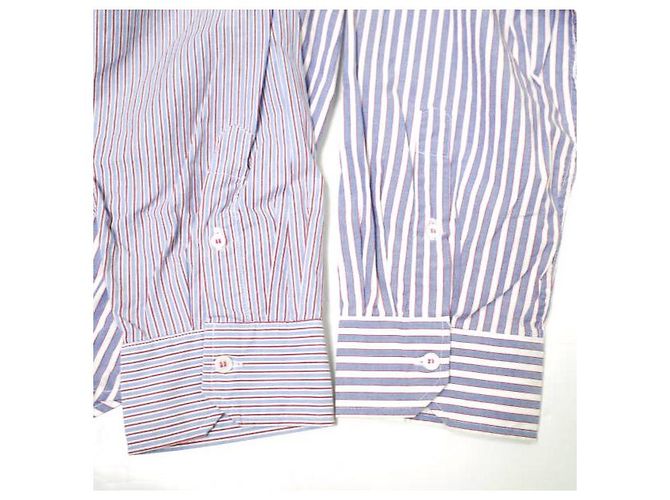 Autre Marque Camicia in cotone a righe asimmetriche Danke Schon Bianco Rosso Blu - vista 7
